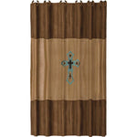 Las Cruces Shower Curtain, Faux Leather w/ Turquoise Cross