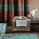 Wyatt Copper & Turquoise Scrollwork Shower Curtain